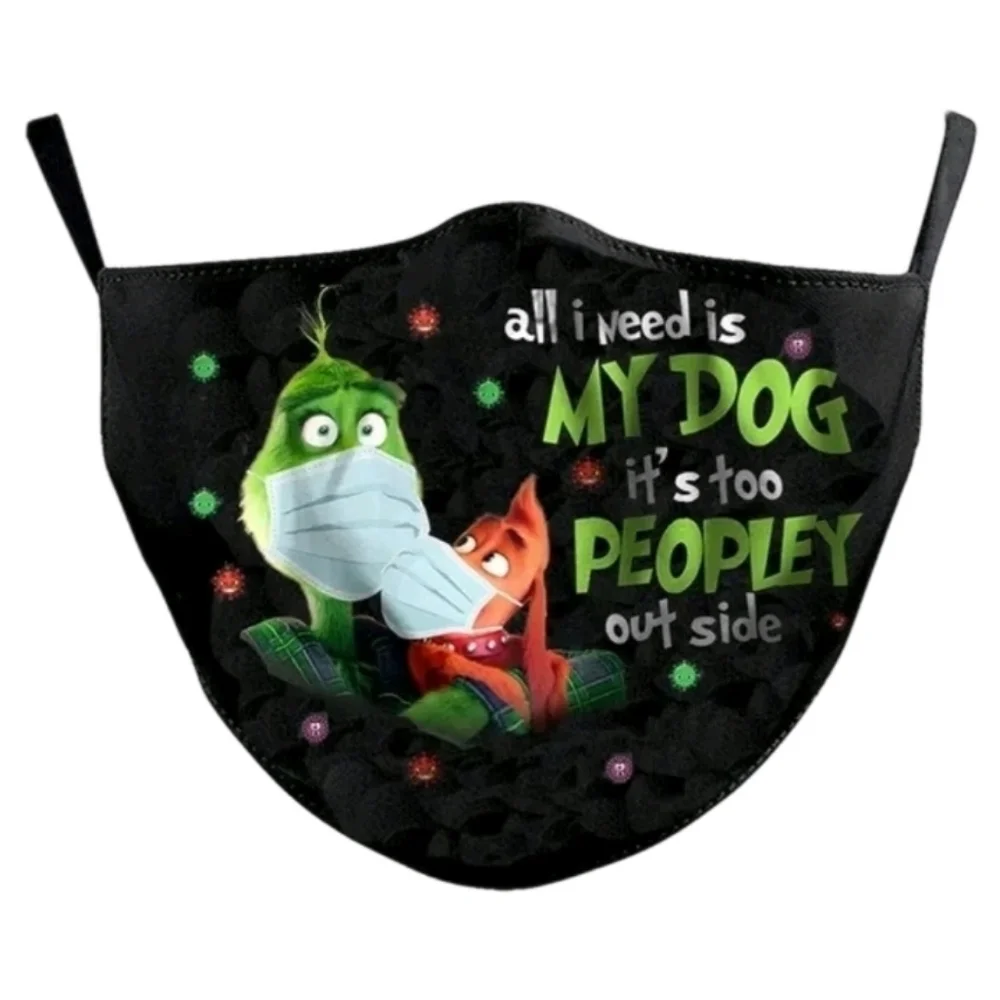 The Grinch Too Peopley Outside Adult Cloth Face Mask Darted w/ Filters